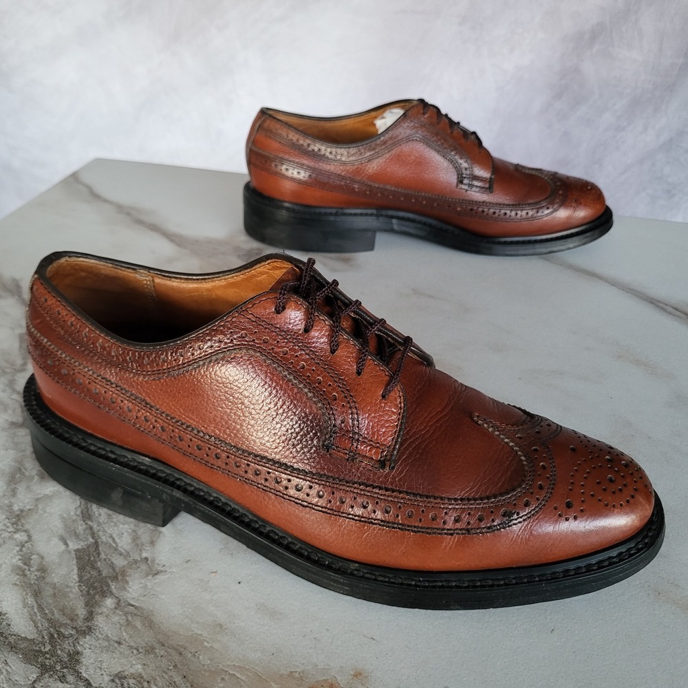 DEXTER USA Size 8 D Longwing Blutcher Derby Pebbled Men's Tan
